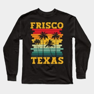 Frisco Texas Retro Tropical Summer Palm Trees Long Sleeve T-Shirt